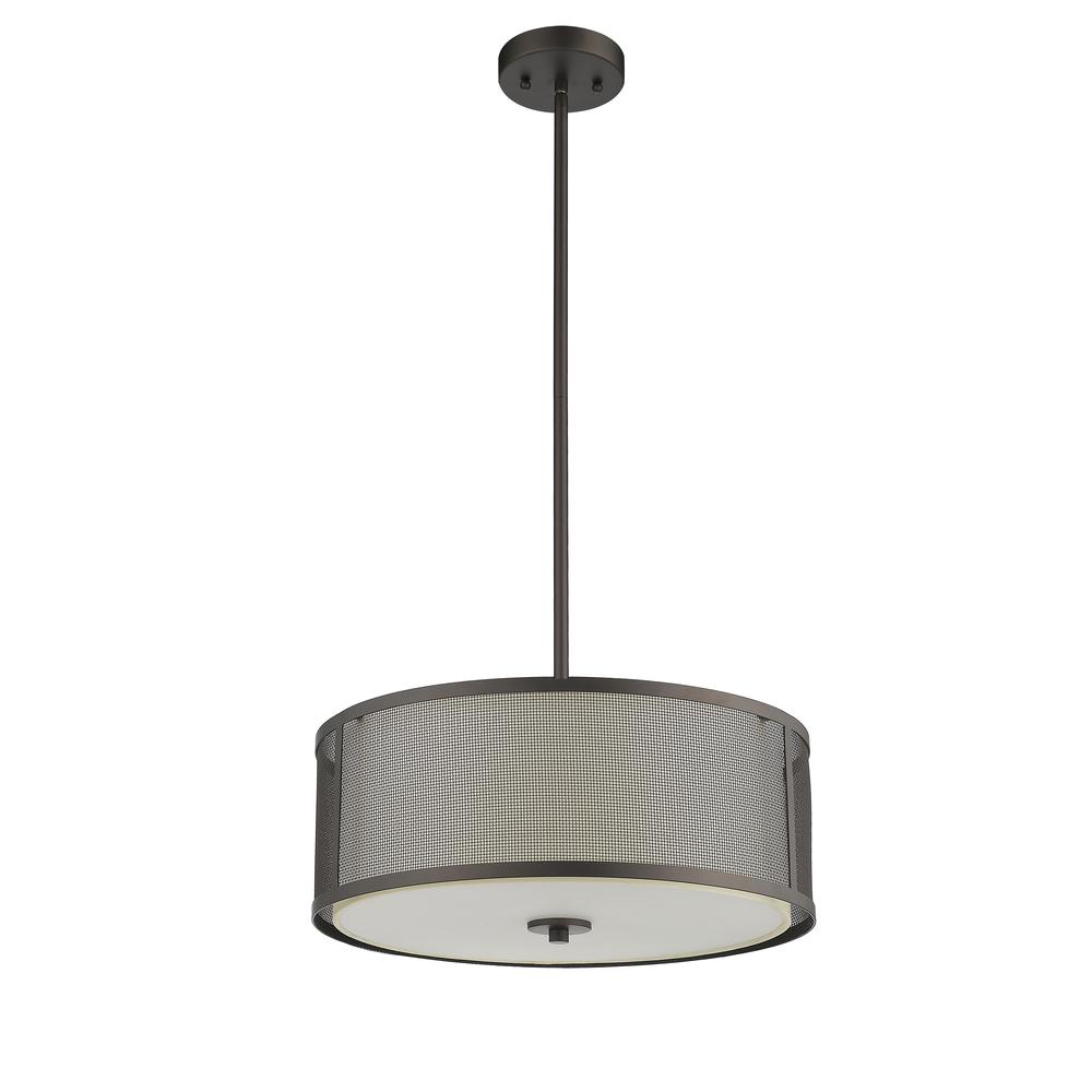 JULIANA Transitional 3 Light  Rubbed Bronze Ceiling Pendant 16" Wide