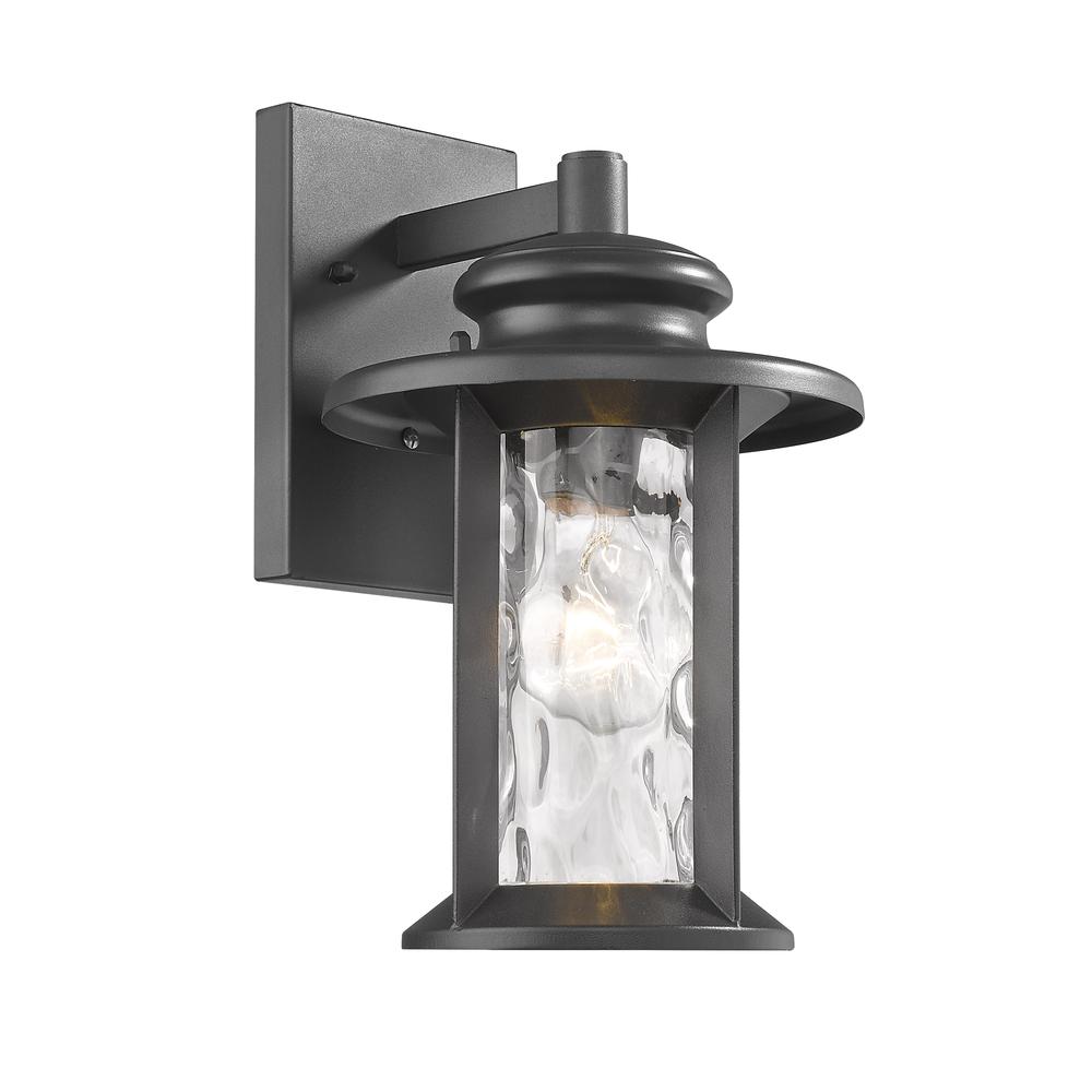 OWEN Transitional 1 Light Textured Black Outdoor Wall Sconce 12" Tall