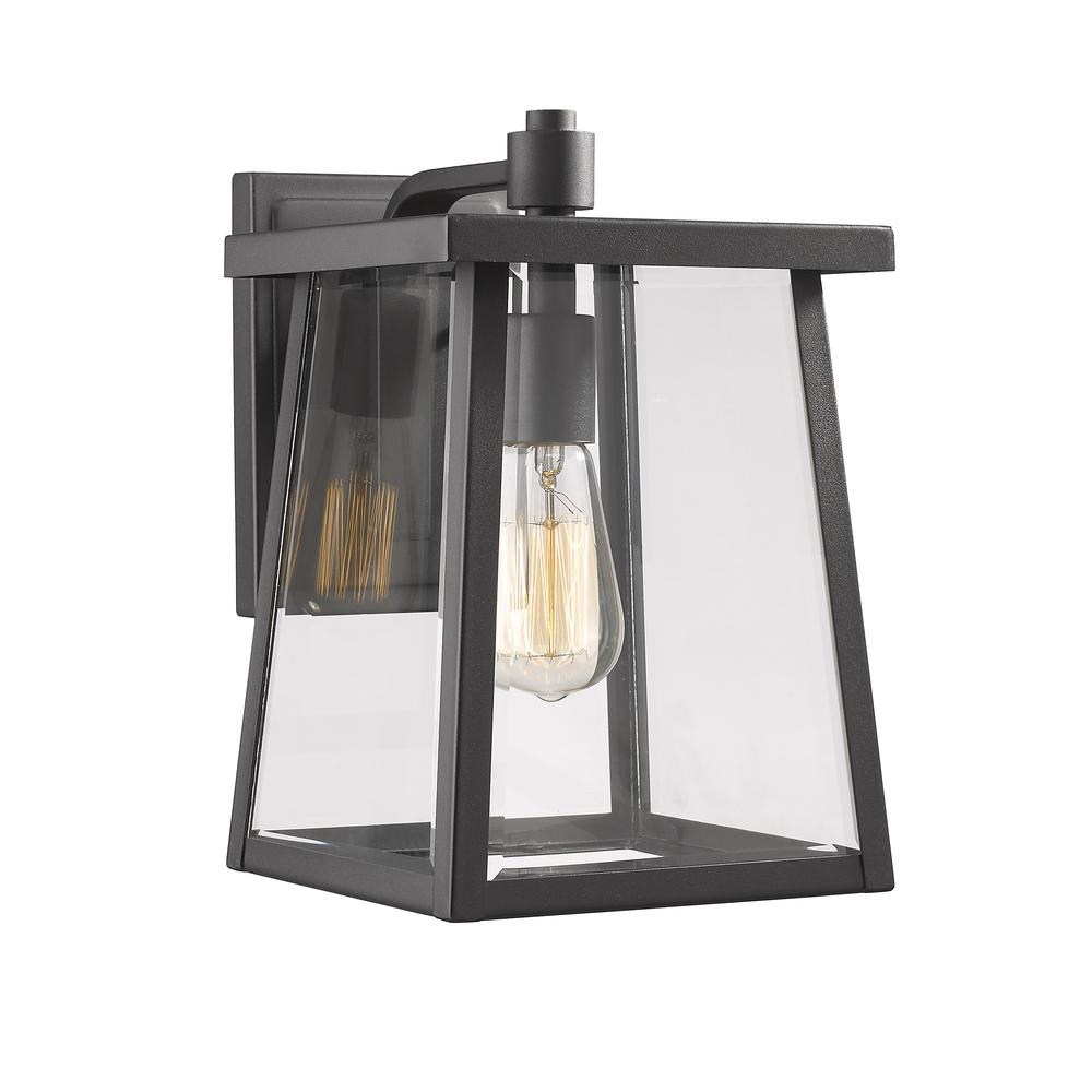 GABRIEL Transitional 1 Light Textured Black Outdoor Wall Sconce 12" Tall