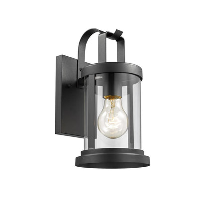 KASH Transitional 1 Light Textured Black Outdoor Wall Sconce 11" Tall