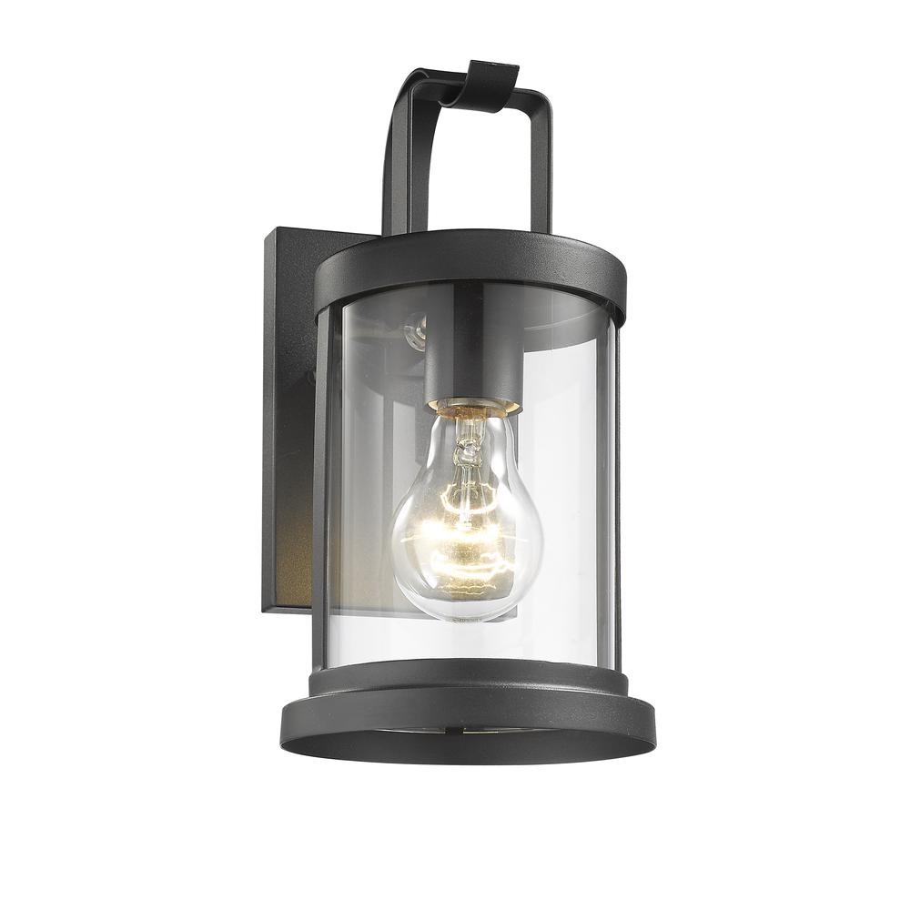 KASH Transitional 1 Light Textured Black Outdoor Wall Sconce 11" Tall