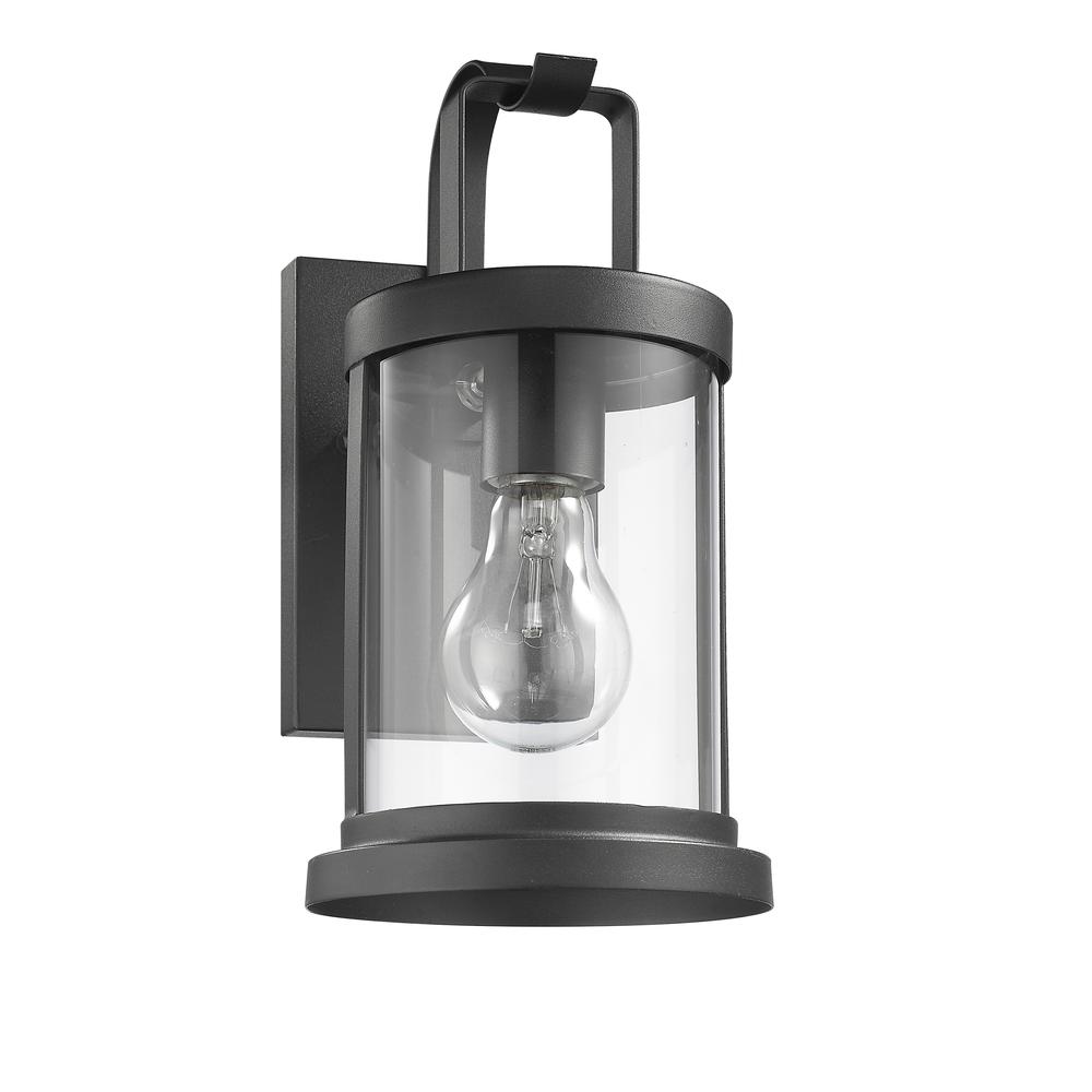KASH Transitional 1 Light Textured Black Outdoor Wall Sconce 11" Tall