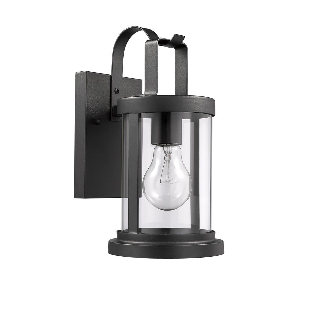 KASH Transitional 1 Light Textured Black Outdoor Wall Sconce 11" Tall