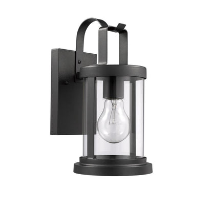 KASH Transitional 1 Light Textured Black Outdoor Wall Sconce 11" Tall