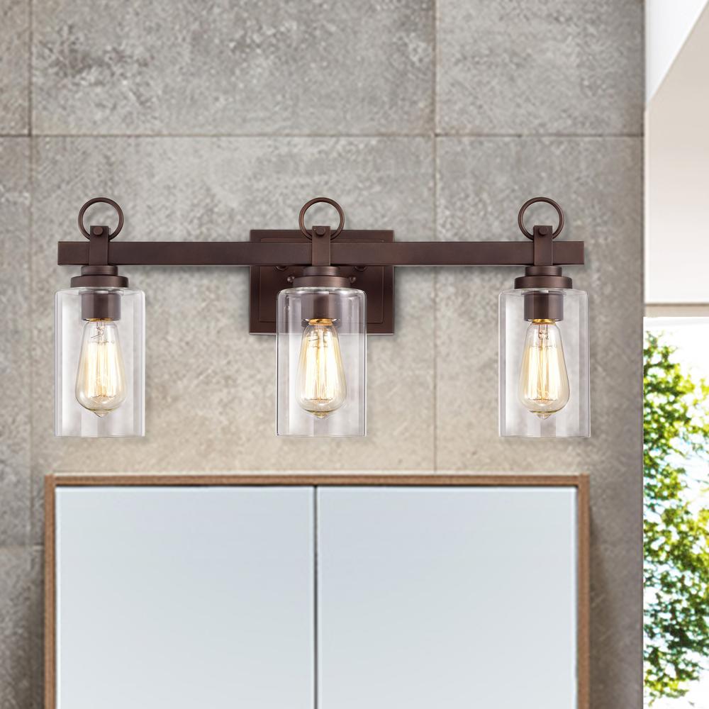 CHLOE Lighting EXTON Transitional 3 Light Oil Rubbed Bronze Bath Vanity Fixture 23" Wide