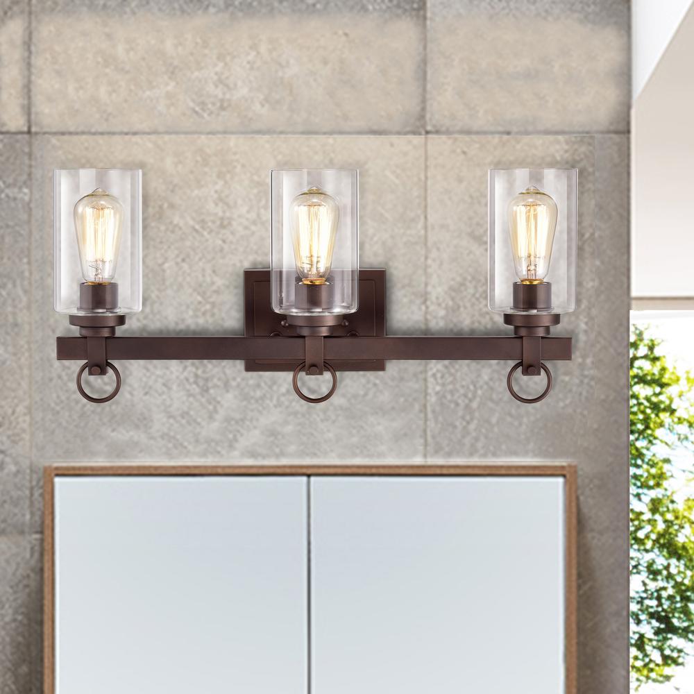 CHLOE Lighting EXTON Transitional 3 Light Oil Rubbed Bronze Bath Vanity Fixture 23" Wide