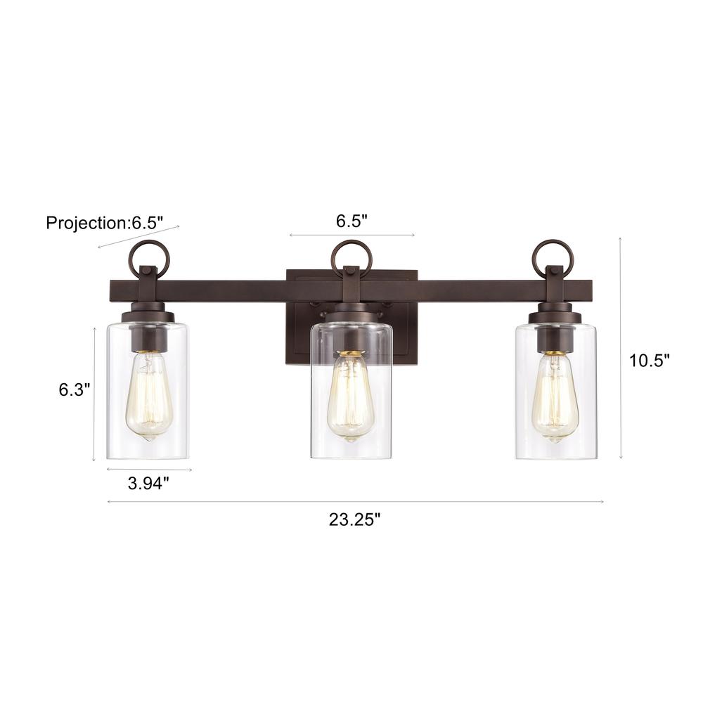 CHLOE Lighting EXTON Transitional 3 Light Oil Rubbed Bronze Bath Vanity Fixture 23" Wide