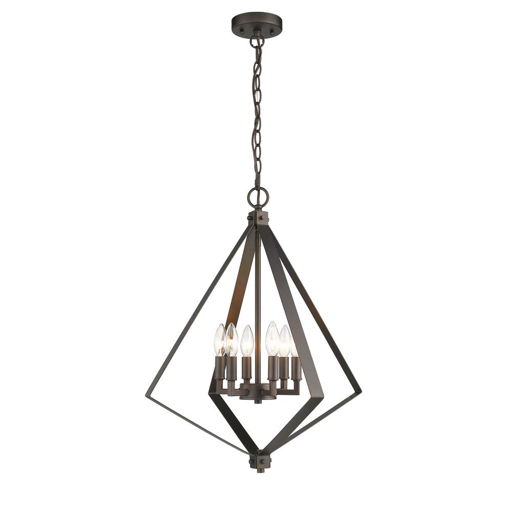 HUDSON Transitional 6 Light  Rubbed Bronze Ceiling Pendant 20" Wide