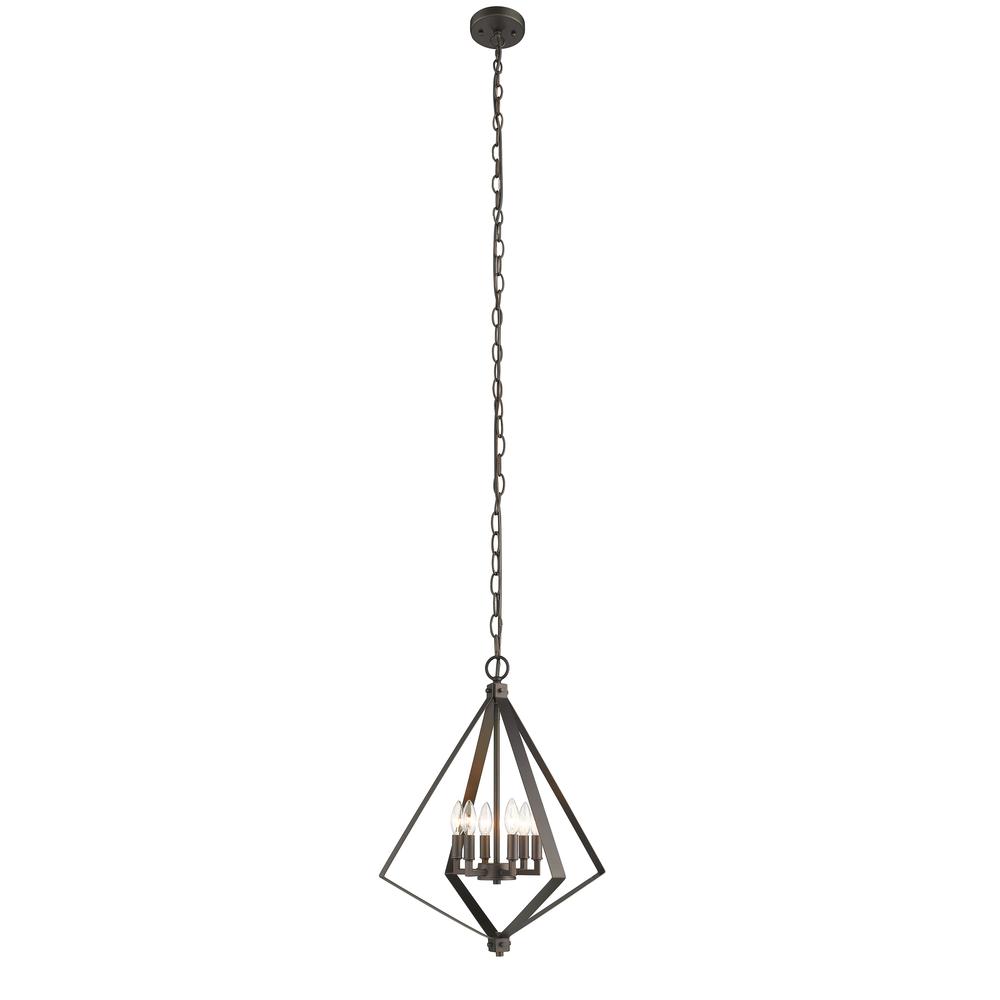 HUDSON Transitional 6 Light  Rubbed Bronze Ceiling Pendant 20" Wide