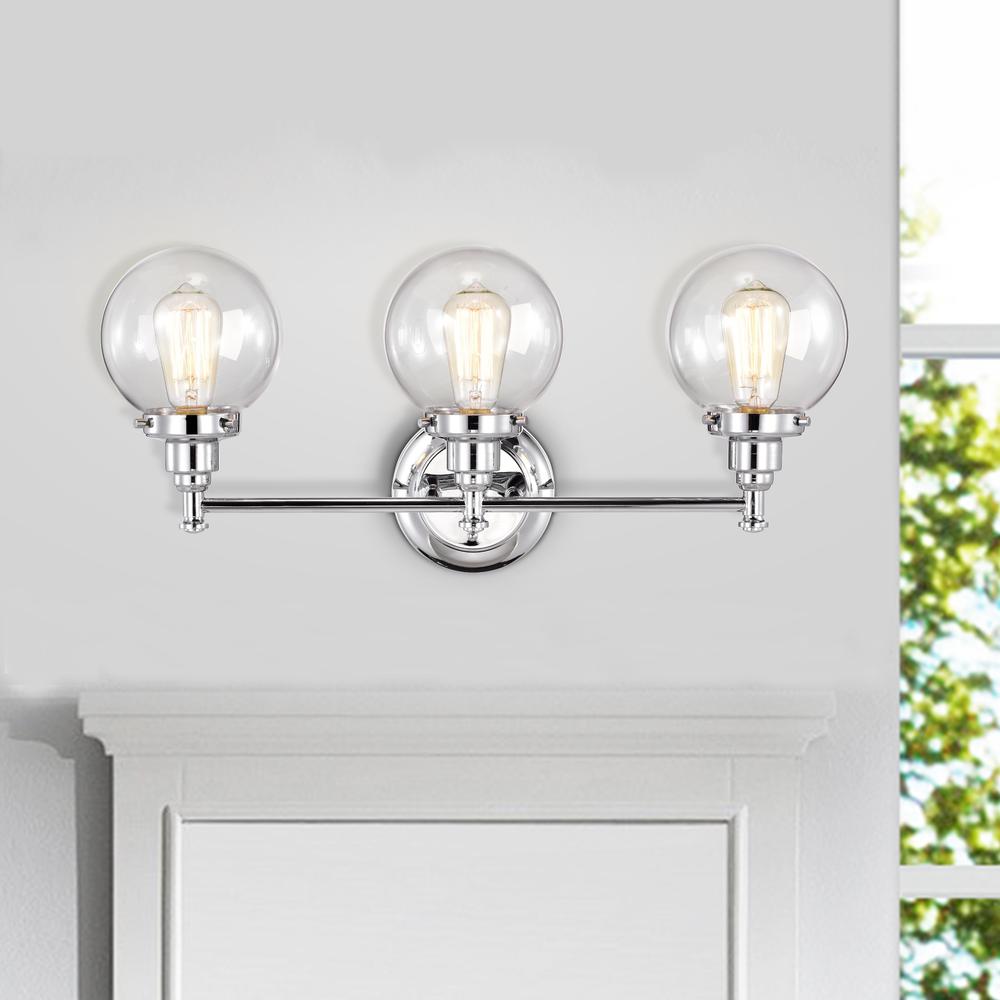 CHLOE Lighting MILO Transitional 3 Light Chrome Bath Vanity Fixture 24" Wide