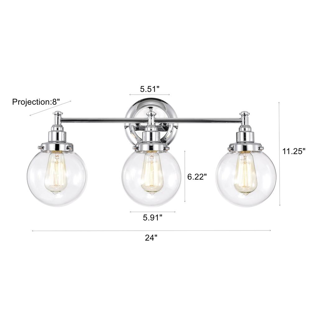 CHLOE Lighting MILO Transitional 3 Light Chrome Bath Vanity Fixture 24" Wide