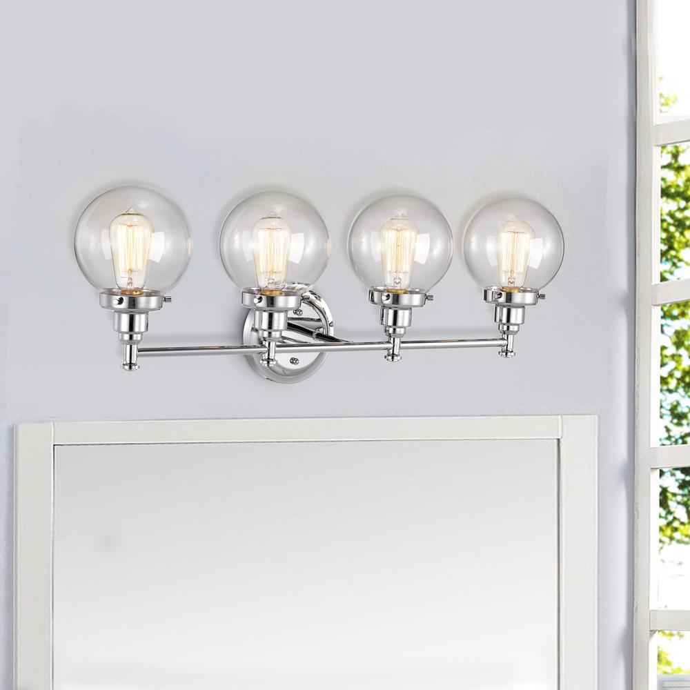 CHLOE Lighting MILO Transitional 4 Light Chrome Bath Vanity Fixture 30" Wide