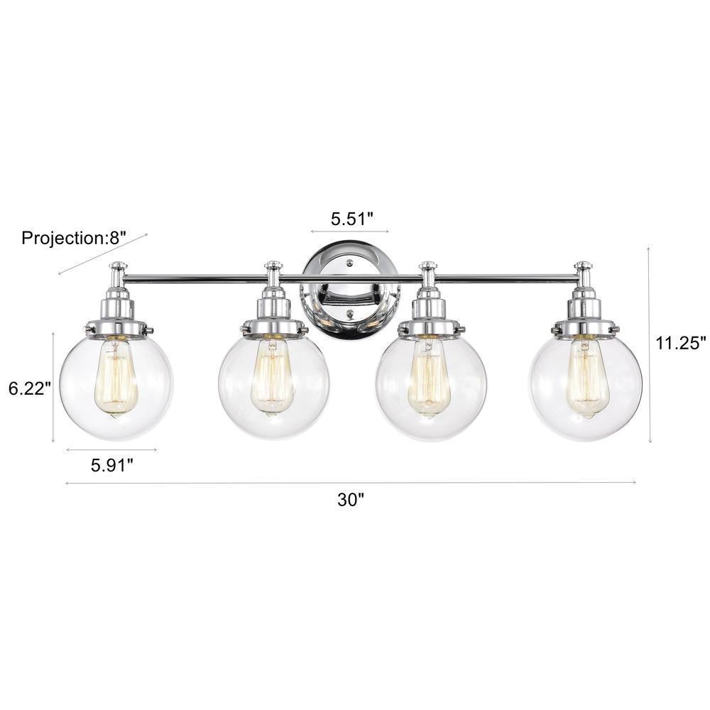 CHLOE Lighting MILO Transitional 4 Light Chrome Bath Vanity Fixture 30" Wide