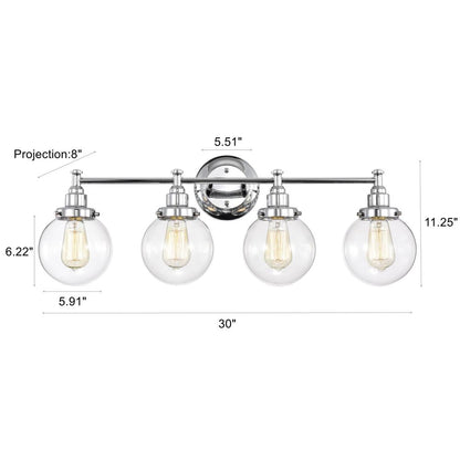 CHLOE Lighting MILO Transitional 4 Light Chrome Bath Vanity Fixture 30" Wide