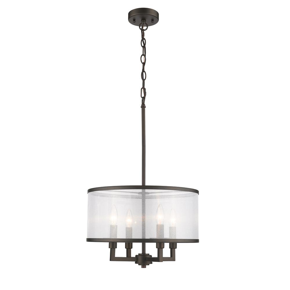 VALENTINA Transitional 4 Light  Rubbed Bronze Ceiling Pendant 16" Wide