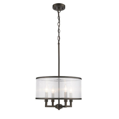 VALENTINA Transitional 4 Light  Rubbed Bronze Ceiling Pendant 16" Wide