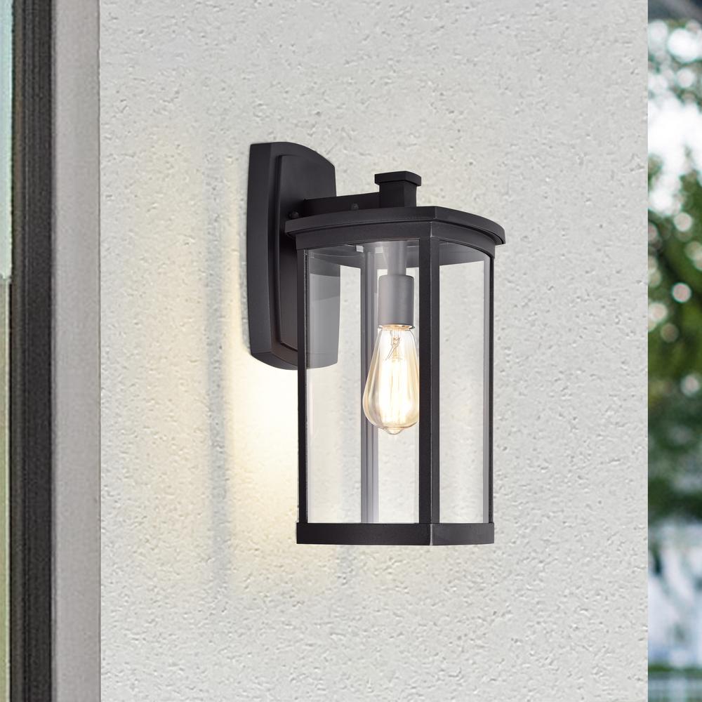 CHLOE Lighting QUILL Transitional 1 Light Textured Black Outdoor Wall Sconce 17" Height