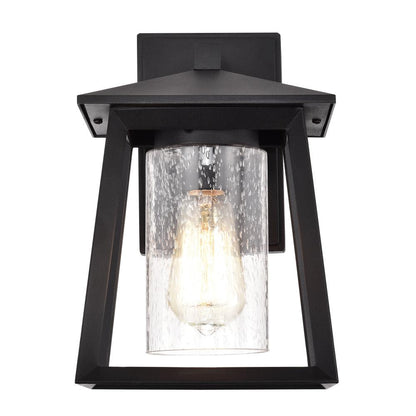 CHLOE Lighting RUSSELL Transitional 1 Light Textured Black Outdoor Wall Sconce 11" Height