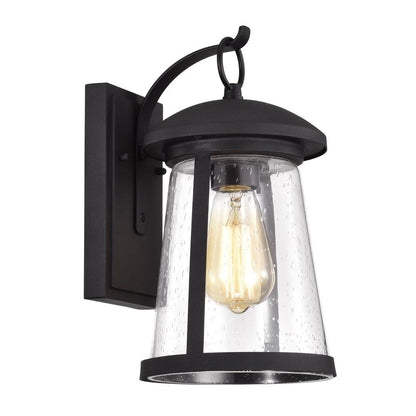 CHLOE Lighting FREYA Transitional 1 Light Textured Black Outdoor Wall Sconce 12" Height
