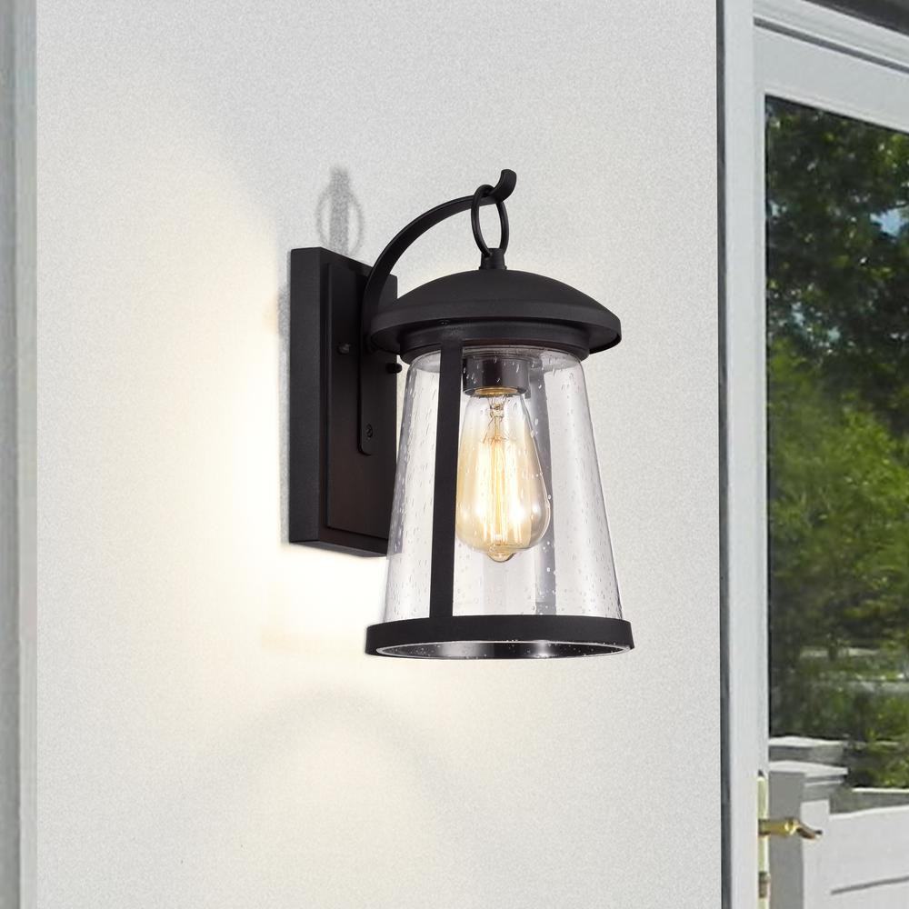 CHLOE Lighting FREYA Transitional 1 Light Textured Black Outdoor Wall Sconce 12" Height