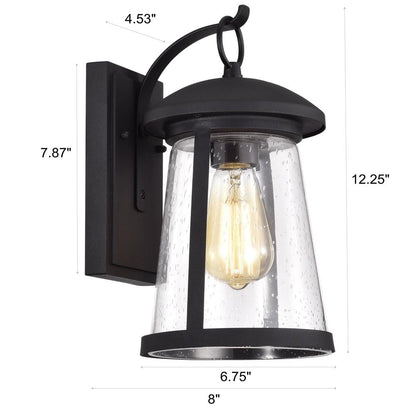 CHLOE Lighting FREYA Transitional 1 Light Textured Black Outdoor Wall Sconce 12" Height