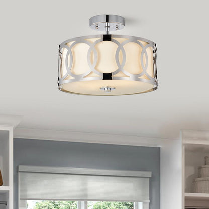 CHLOE Lighting BRONX Transitional 2 Light Chrome Semi-Flush Ceiling Fixture 30" Wide
