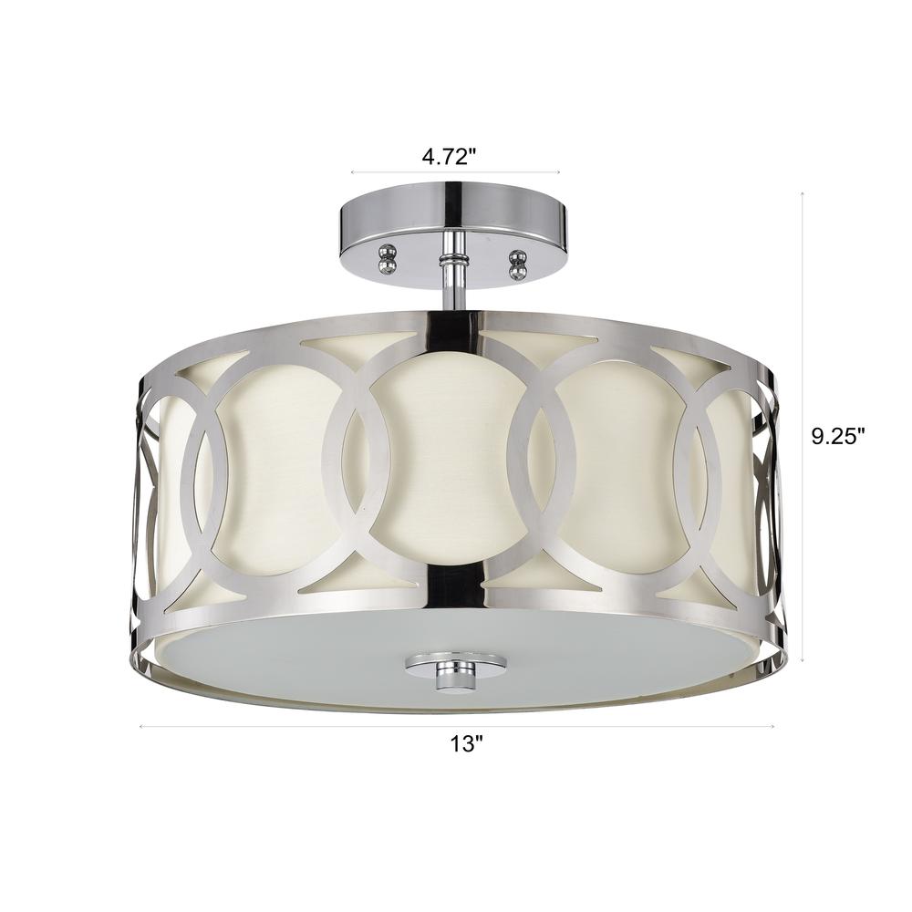 CHLOE Lighting BRONX Transitional 2 Light Chrome Semi-Flush Ceiling Fixture 30" Wide