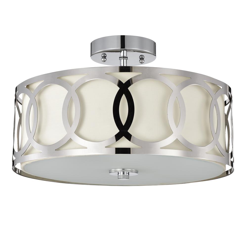 CHLOE Lighting BRONX Transitional 3 Light Chrome Semi-Flush Ceiling Fixture 15" Wide