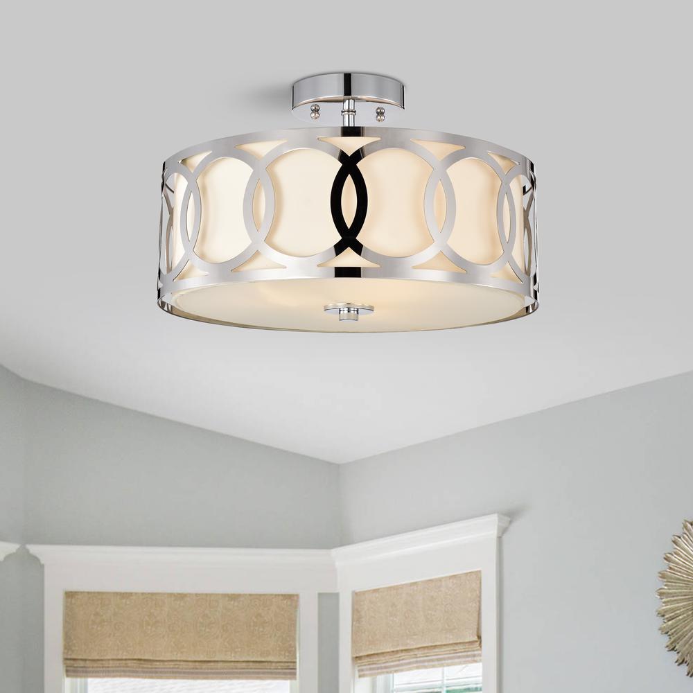 CHLOE Lighting BRONX Transitional 3 Light Chrome Semi-Flush Ceiling Fixture 15" Wide