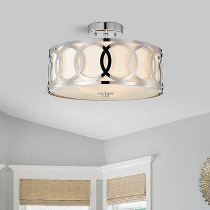 CHLOE Lighting BRONX Transitional 3 Light Chrome Semi-Flush Ceiling Fixture 15" Wide