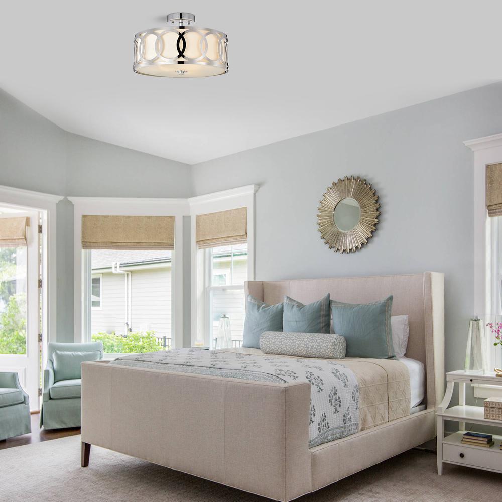 CHLOE Lighting BRONX Transitional 3 Light Chrome Semi-Flush Ceiling Fixture 15" Wide