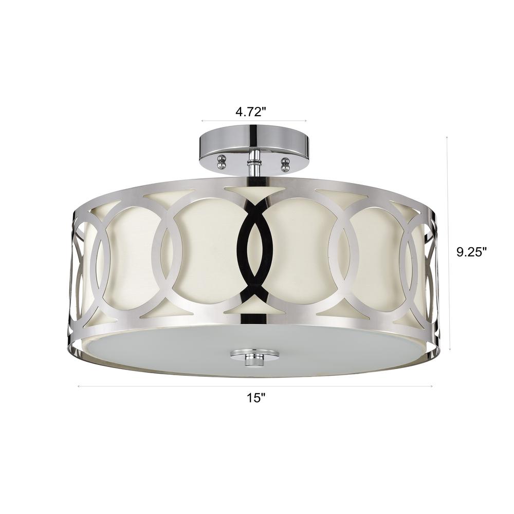 CHLOE Lighting BRONX Transitional 3 Light Chrome Semi-Flush Ceiling Fixture 15" Wide