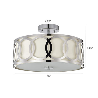 CHLOE Lighting BRONX Transitional 3 Light Chrome Semi-Flush Ceiling Fixture 15" Wide