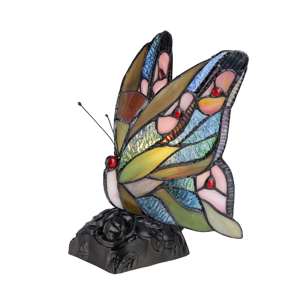 JACY 6 Tiffany-style 1 Light Butterfly Accent Table Lamp 10" Tall
