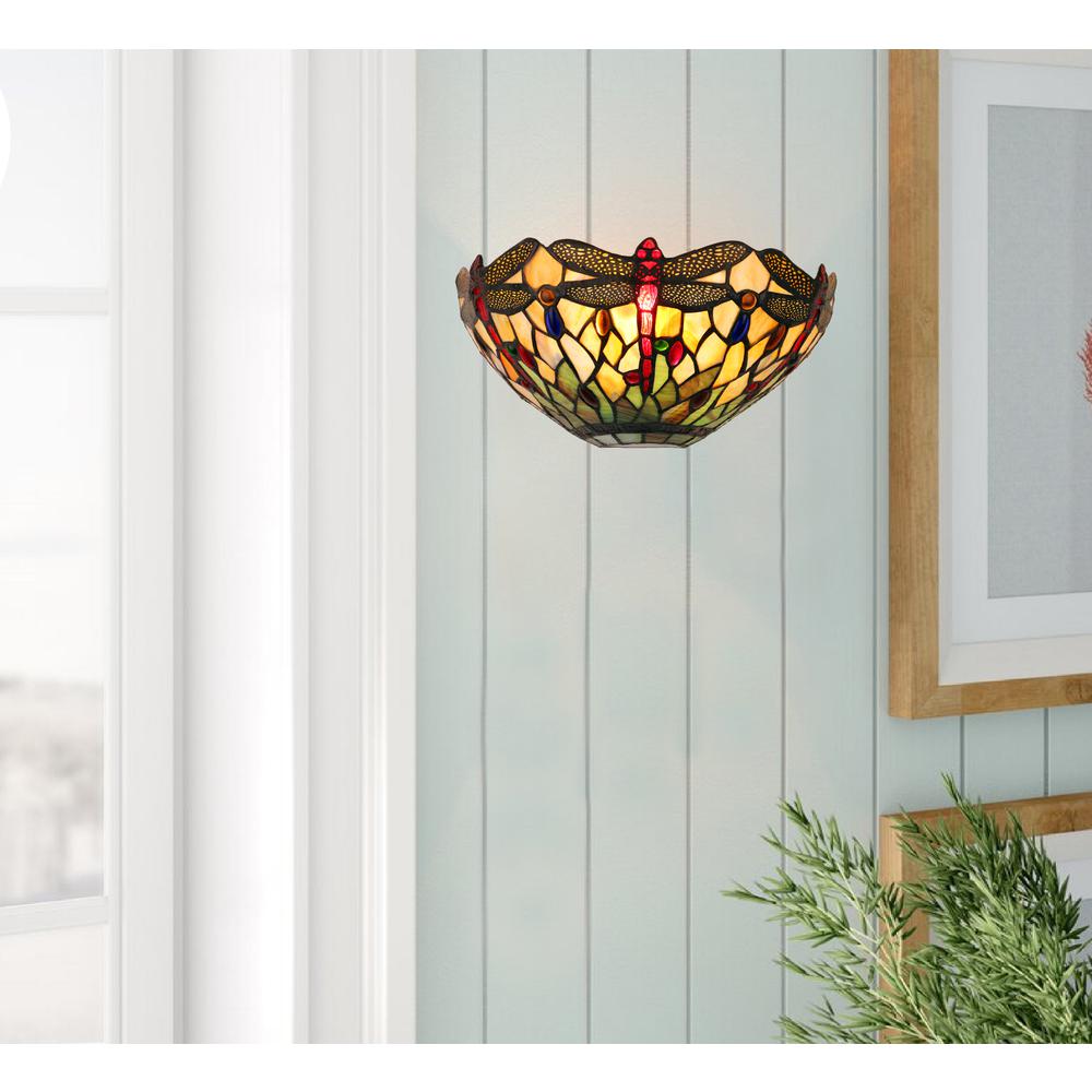 ANISOPTERA PURITY Dragonfly-Style 1-Light Black Finish Wall Sconce 12" Wide