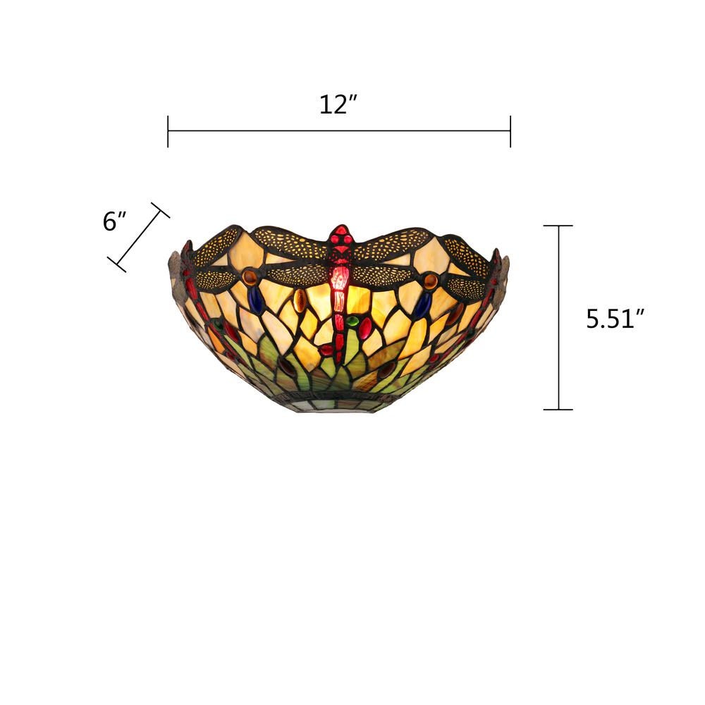 ANISOPTERA PURITY Dragonfly-Style 1-Light Black Finish Wall Sconce 12" Wide