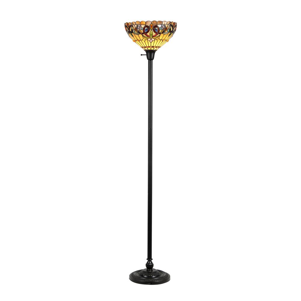 SERENITY Tiffany-style 1 Light Victorian Torchiere Floor Lamp 14" Shade