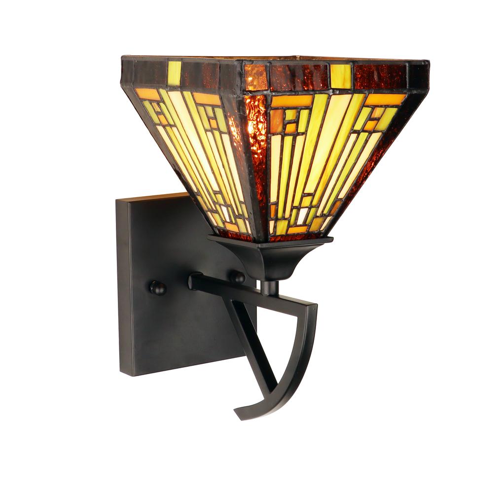 INNES Mission-Style 1-Light Blackish Bronze Finish Wall Sconce 6" Shade