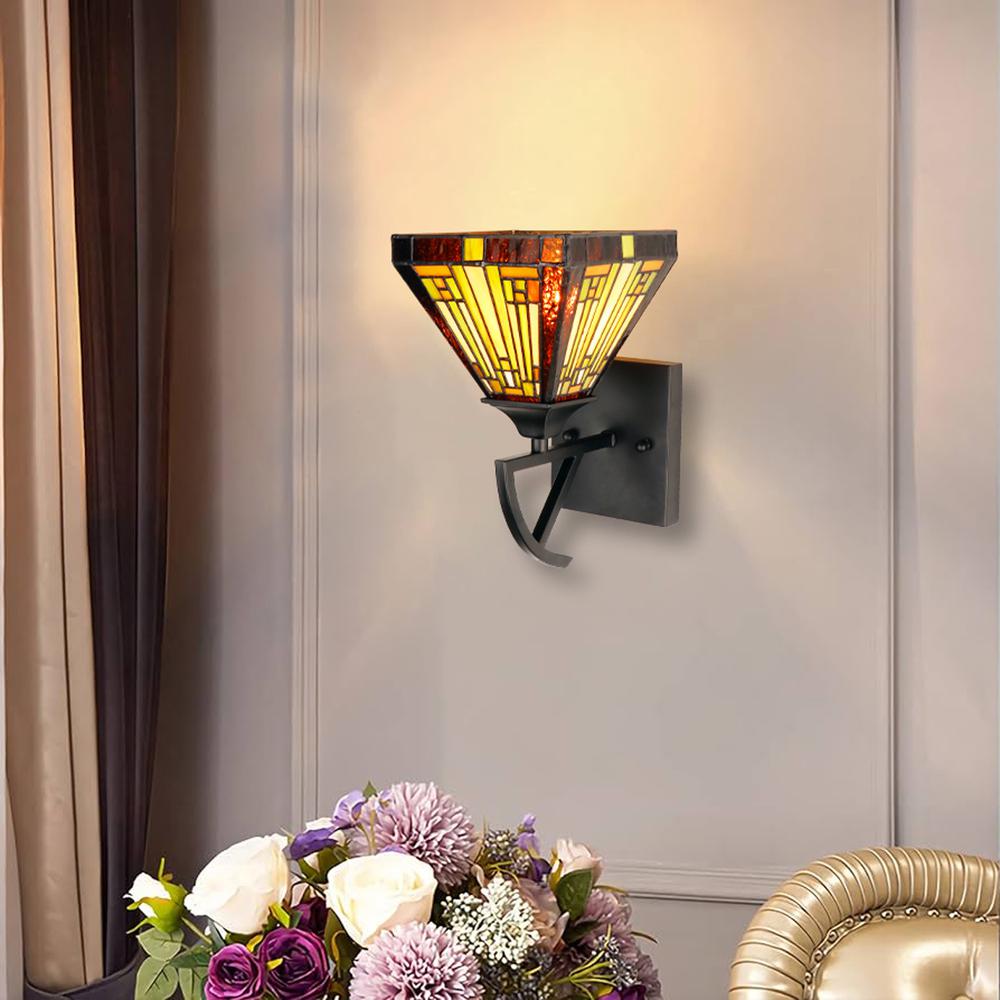 INNES Mission-Style 1-Light Blackish Bronze Finish Wall Sconce 6" Shade
