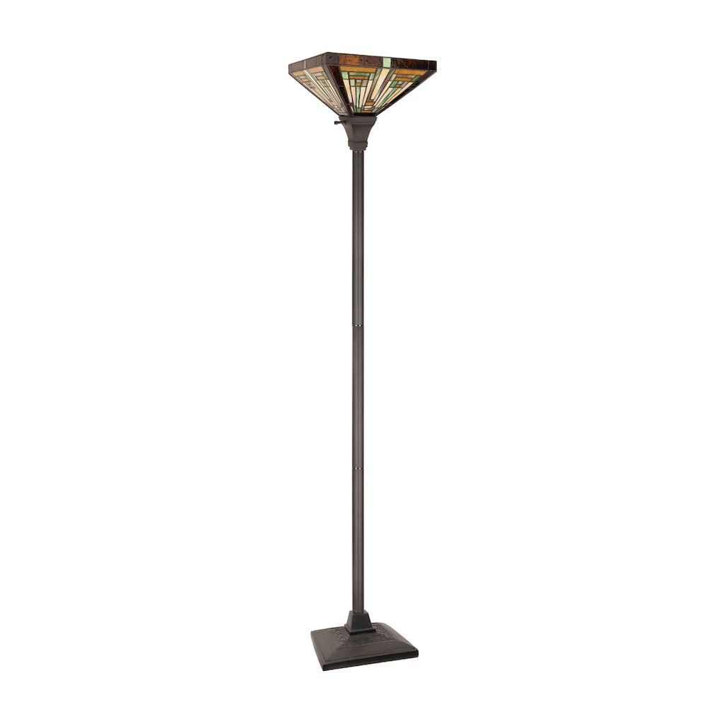 FIRMAN Tiffany-Style 1-Light Torchiere Floor Lamp 12" Shade