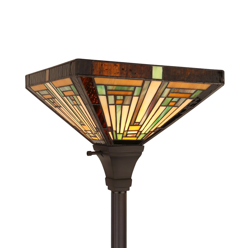 FIRMAN Tiffany-Style 1-Light Torchiere Floor Lamp 12" Shade