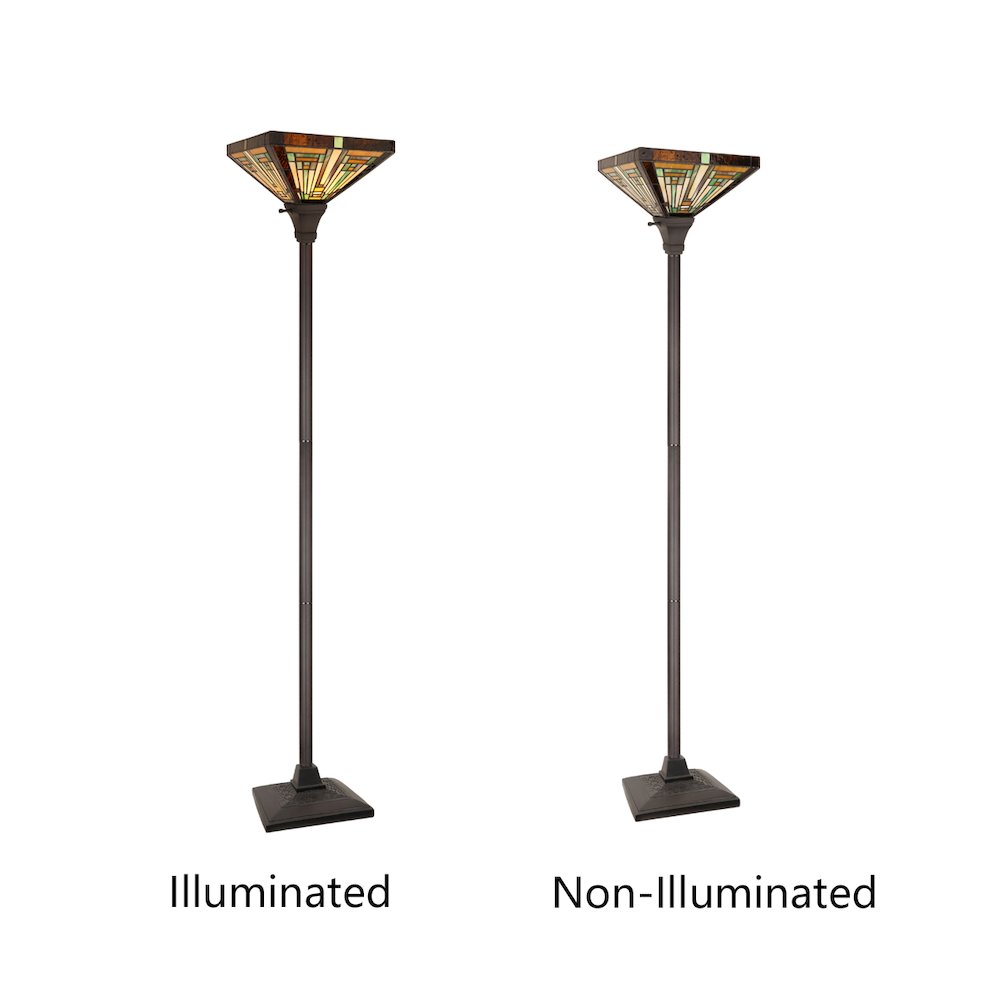 FIRMAN Tiffany-Style 1-Light Torchiere Floor Lamp 12" Shade