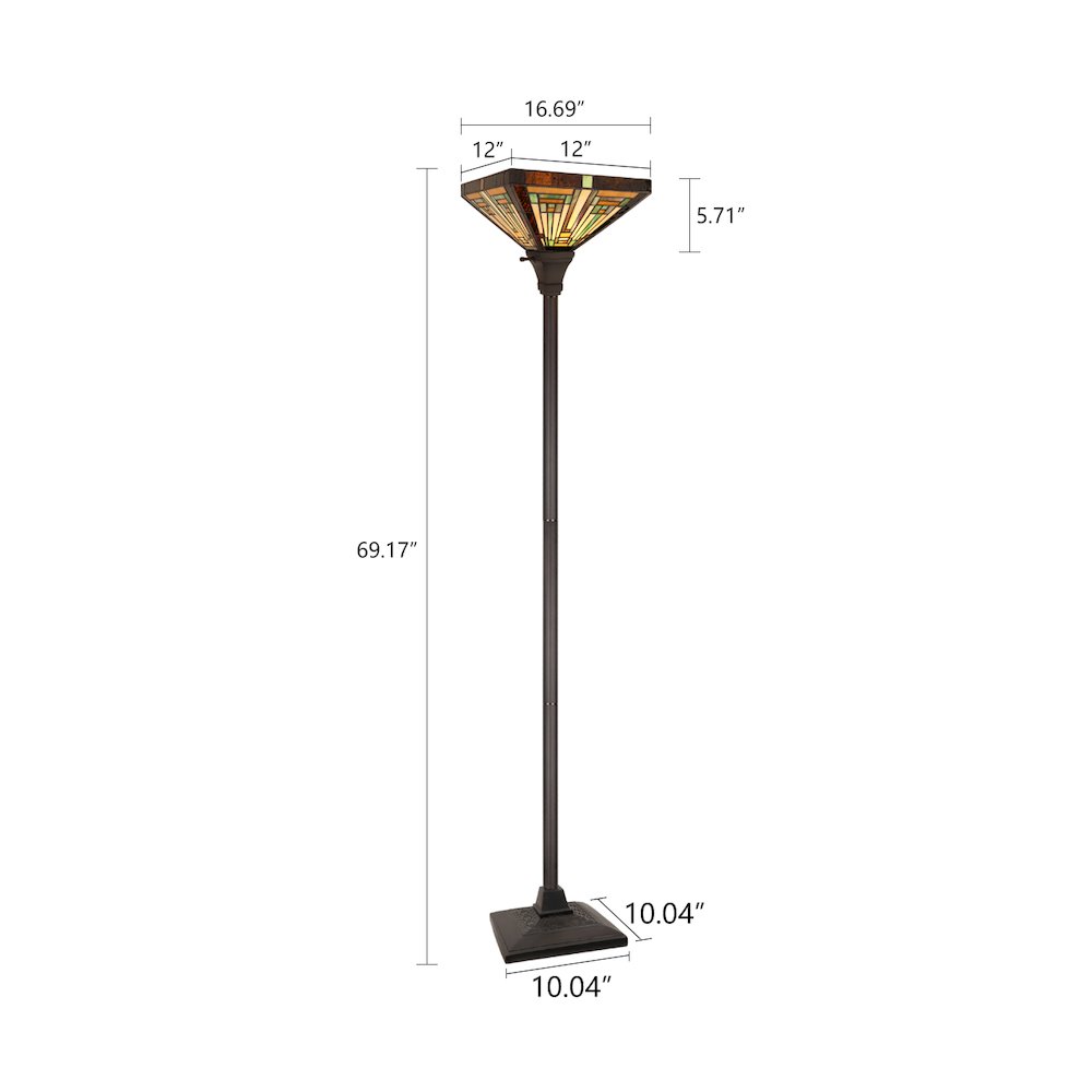 FIRMAN Tiffany-Style 1-Light Torchiere Floor Lamp 12" Shade