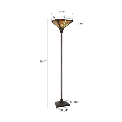 FIRMAN Tiffany-Style 1-Light Torchiere Floor Lamp 12" Shade