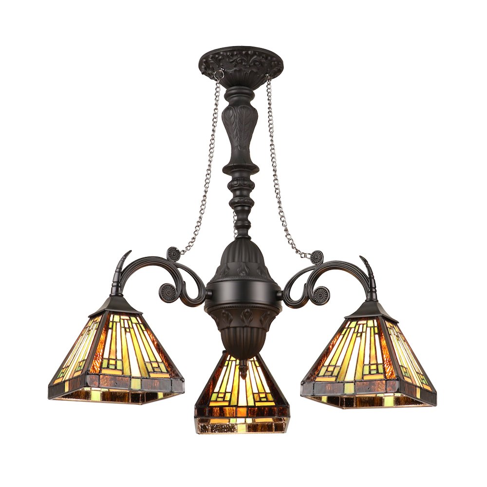 INNES Tiffany-Style 3-Light Mini Chandelier 24" Wide