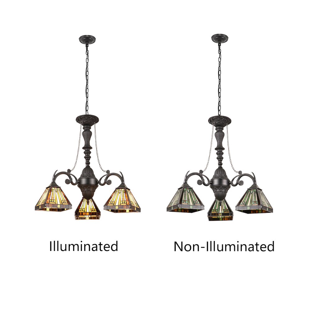 INNES Tiffany-Style 3-Light Mini Chandelier 24" Wide