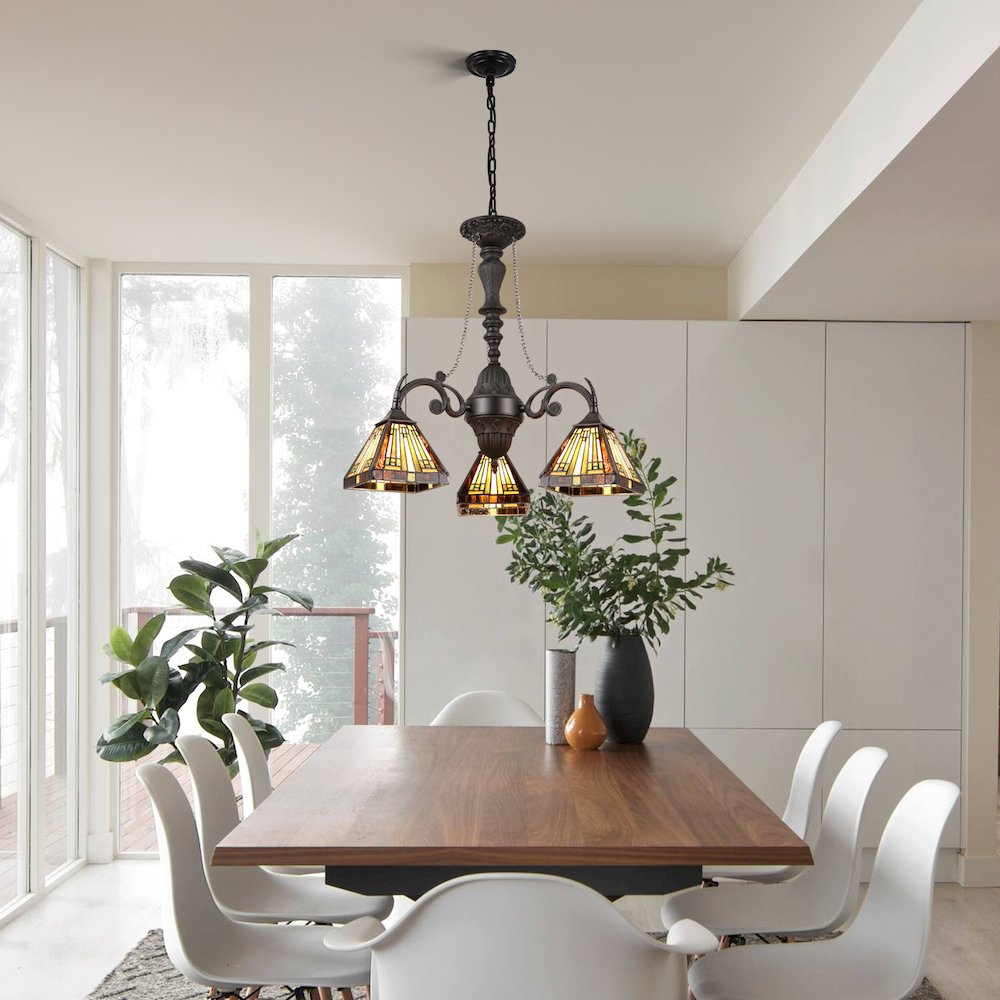 INNES Tiffany-Style 3-Light Mini Chandelier 24" Wide