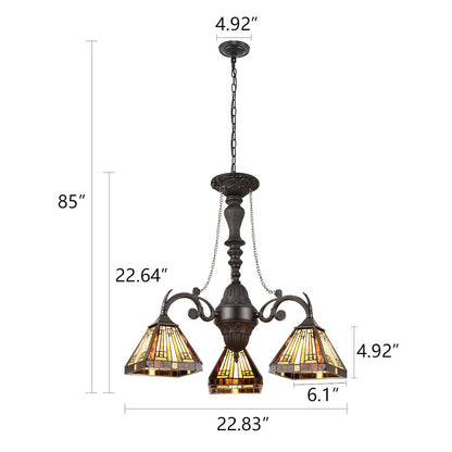 INNES Tiffany-Style 3-Light Mini Chandelier 24" Wide