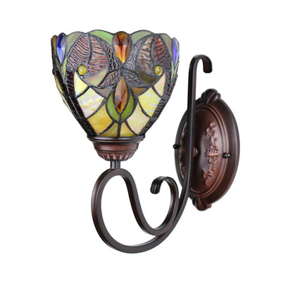 CHLOE Lighting ADIA Victorian Tiffany-Syle Dark Bronze 1 Light Wall Sconce 6" Wide