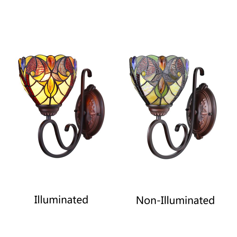 CHLOE Lighting ADIA Victorian Tiffany-Syle Dark Bronze 1 Light Wall Sconce 6" Wide